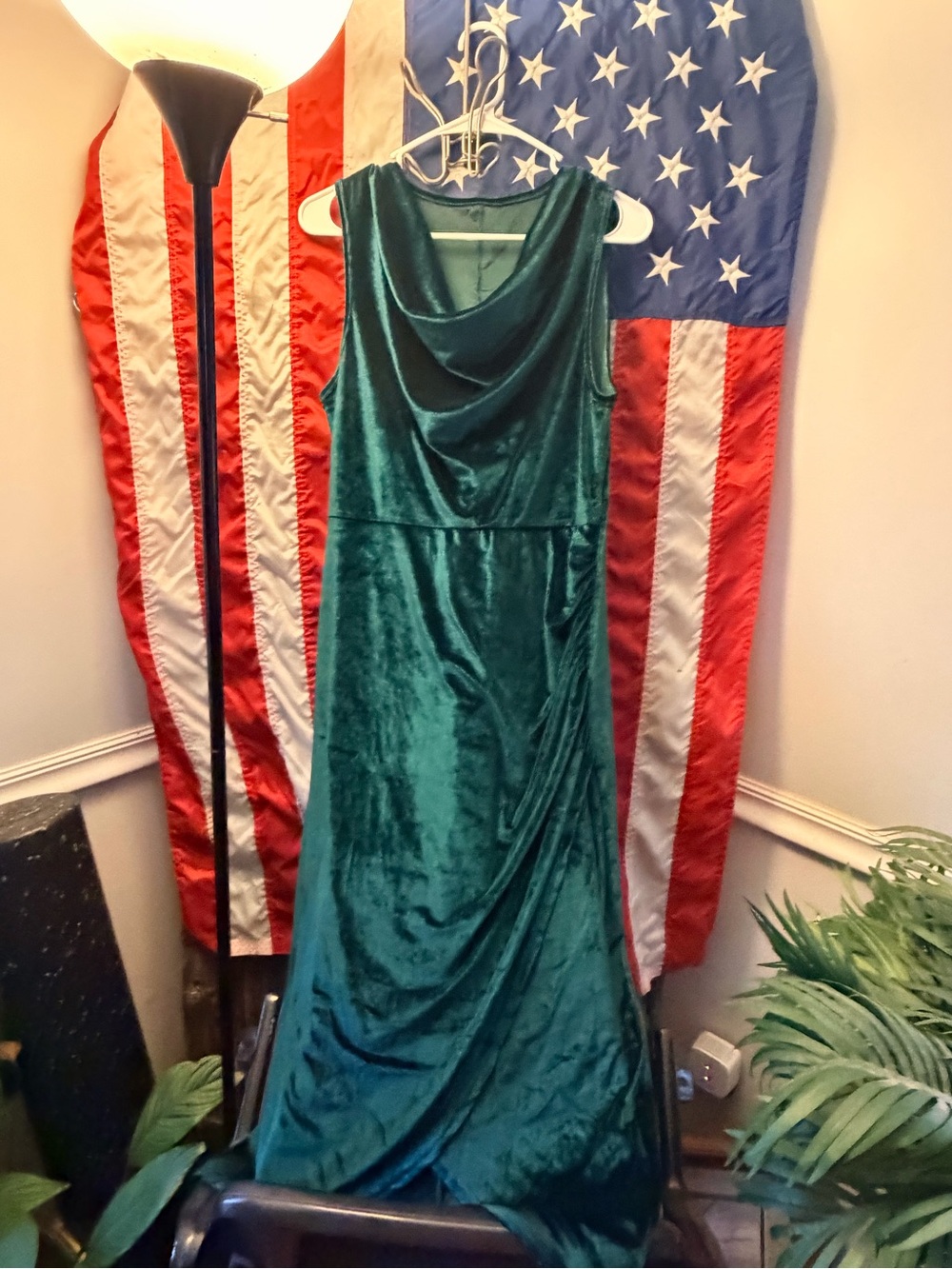 Zaful Emerald Green Velvet Cowl Neck Maxi Dress